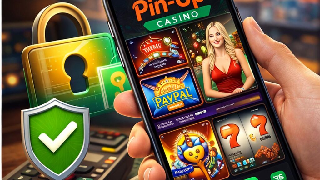 Seguridad de pagos y protección de datos en pin-up casino Ecuador, teléfono móvil con app de casino, escudo de verificación y pagos seguros